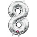 Anagram 16 in. Number 8 Silver Shape Air Fill Foil Balloon 78537